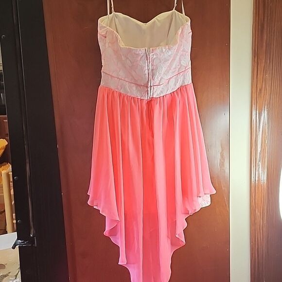 Hot Pink B. DARLIN Shear & Lacy Short Dress - Picture 7 of 10